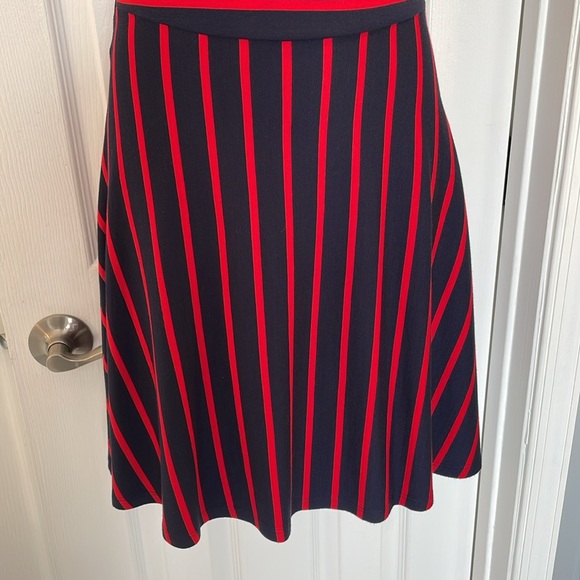 MARKET&SPRUCE WRAP BACK DRESS RED/NAVY BLUE STRIPED CAP SLEEVE SIZE MED PETITE - Picture 5 of 10